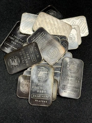 1 oz ENGELHARD .999+ Silver Bar - Random E Variety 1980’s, Bullion