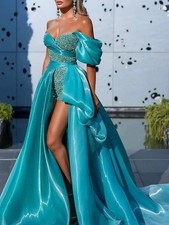 Prom Jumpsuits With Detachable Skirt One Shoulder Pageant party Dresses Glitter