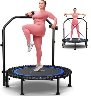 450/550lb Folding Exercise Trampoline with Adjustable Handle Portable Trampoline