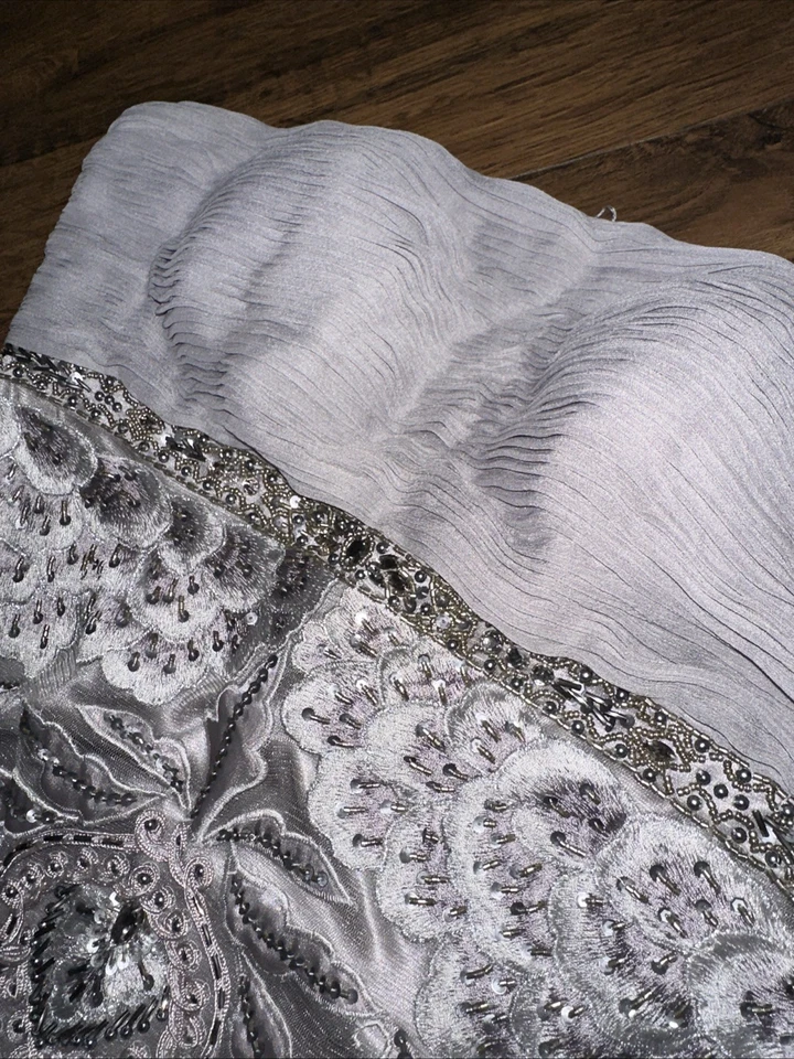 Sue Wong Cocktail Mini Dress Grey Beaded Strapless Formal Nordstrom Size 8 $699 - Image 4 of 4