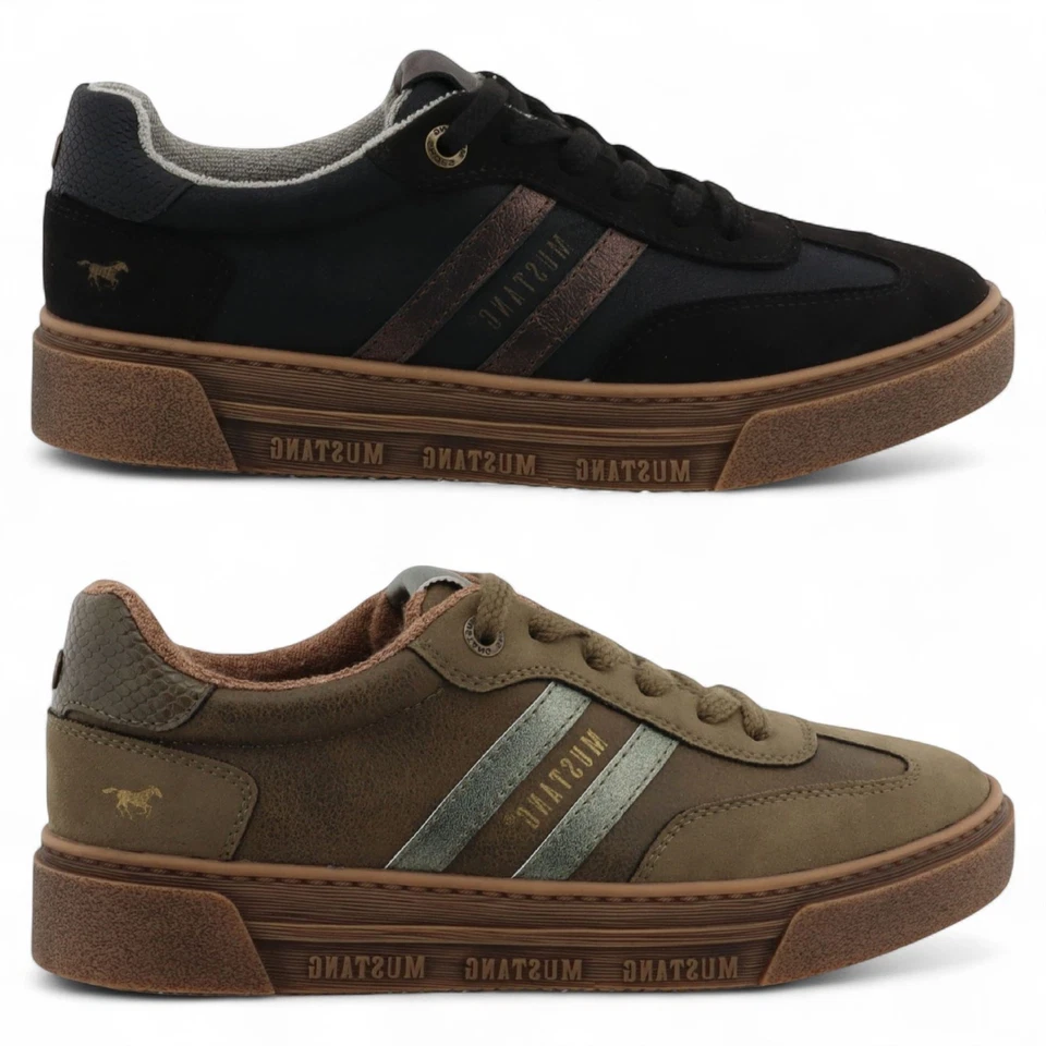 Mustang Damen Fashion Sneaker Straßenschuhe Streifen Damen Plateau Turnschuhe