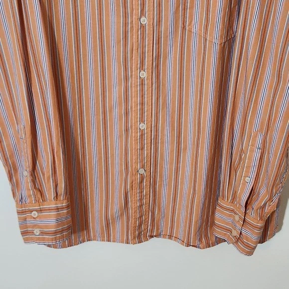 Camisa Aigle Naranja y Azul Rayas Abotonada Talla XXL Camisa Naranja Rayas Foto 4 de 4