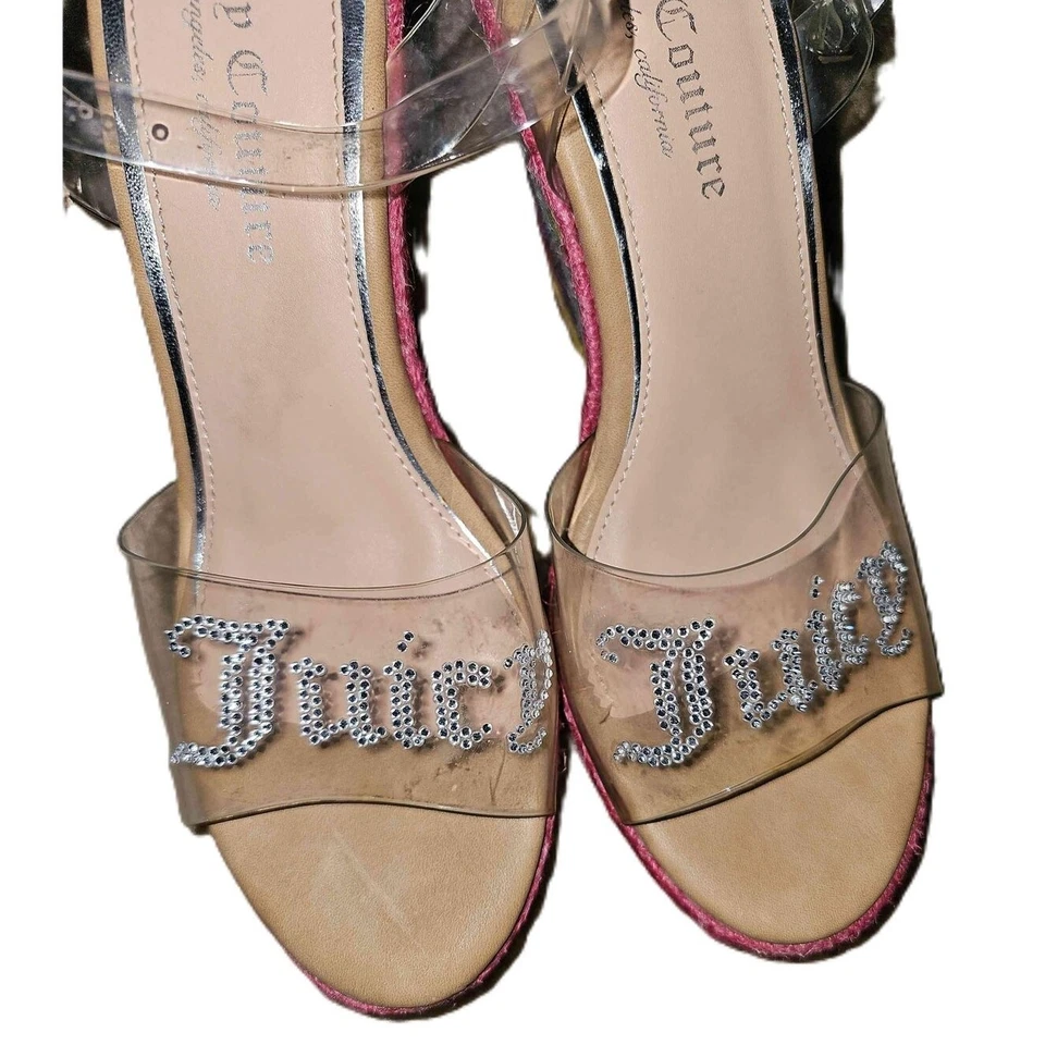 Sandalia de cuña Juicy Couture y2k multicolor arco iris tachonada con tiras tacones talla 7,5 Foto 4 de 4