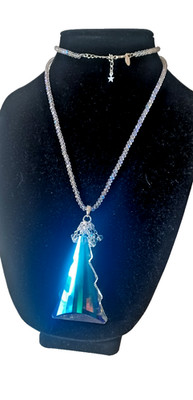 Kirk's Folly 32'' Crystal AB Shimmer Necklace and Fir Tree Open Ring Charm