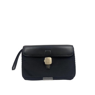 Dunhill schwarze Leder Clutch Taschenschloss mit Schlüssel Handschlaufe authe...