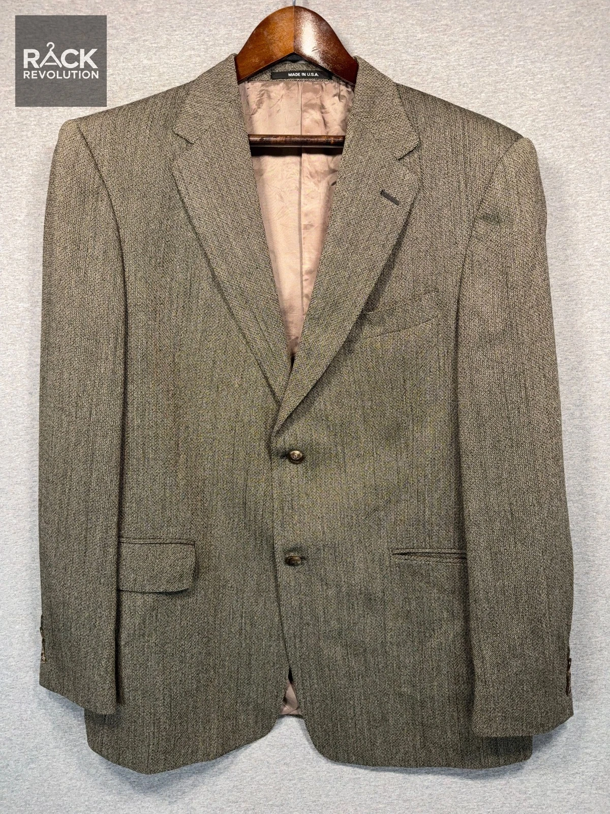 Vintage Hickey Freeman Mens 42R Two Button Brown Textured Wool Sport Coat Blazer image 2