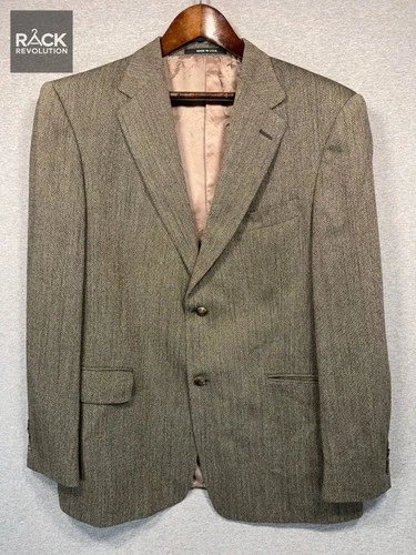 Vintage Hickey Freeman Mens 42R Two Button Brown Textured Wool Sport Coat Blazer image 2