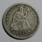 1854 Seated Liberty Quarter 25c Coin - Philadelphia - 90% Silver