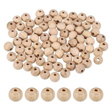 80 Pcs 10mm Wood Beads, Unfinished Pure Natural Round Wooden Beads