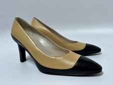 Vtg Chanel Beige Leather Heels 36