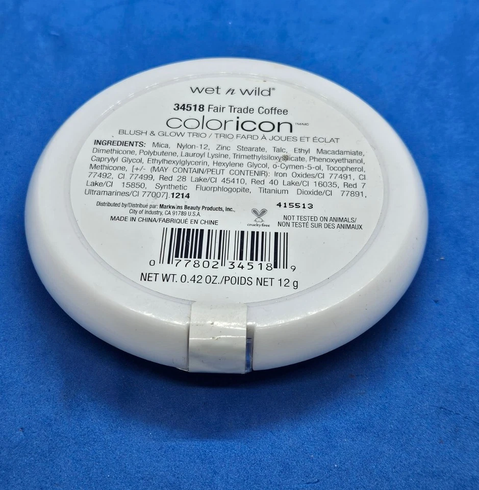 Wet n Wild COLORICON Blush & Glow Trio 34518 Comercio Justo de Café Nuevo Sellado Foto 3 de 3