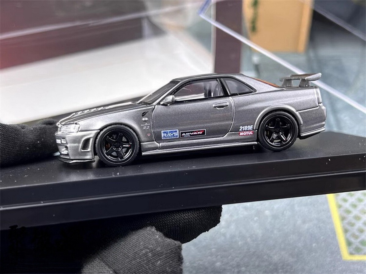 MH 1/64 Scale GT-R R34 NISMO CRS VER Grey2 Diecast Car Model Toy