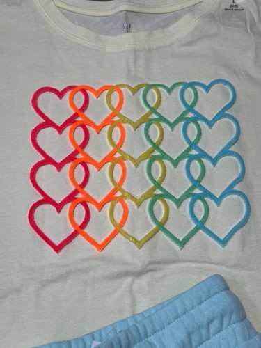 Gap Kids M/L Heart Shirt With Cotton Pull On Shorts - Picture 2 of 3