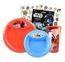 Disney, Star Wars Kid's Toddler 3 pc Dinnerware Plate Cup Bowl  Stickers