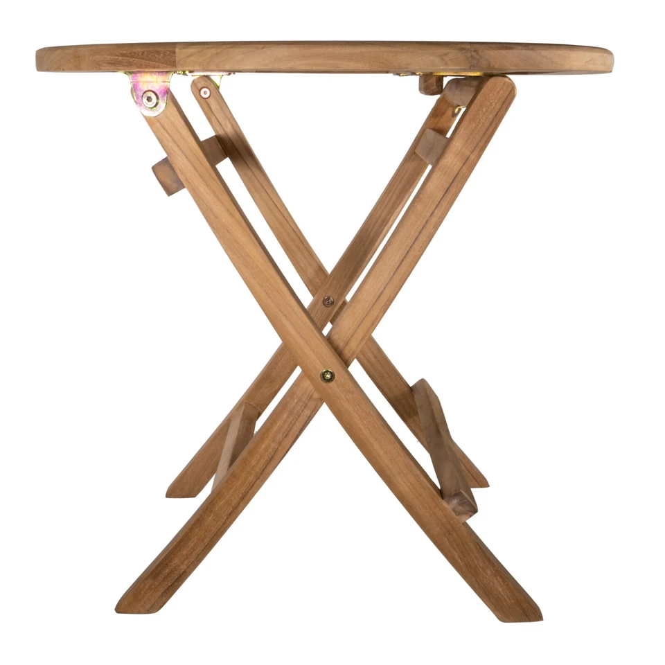 Nordic Style Teak Wood Natural Indoor/Outdoor Folding Patio Side Table - Image 2 of 4