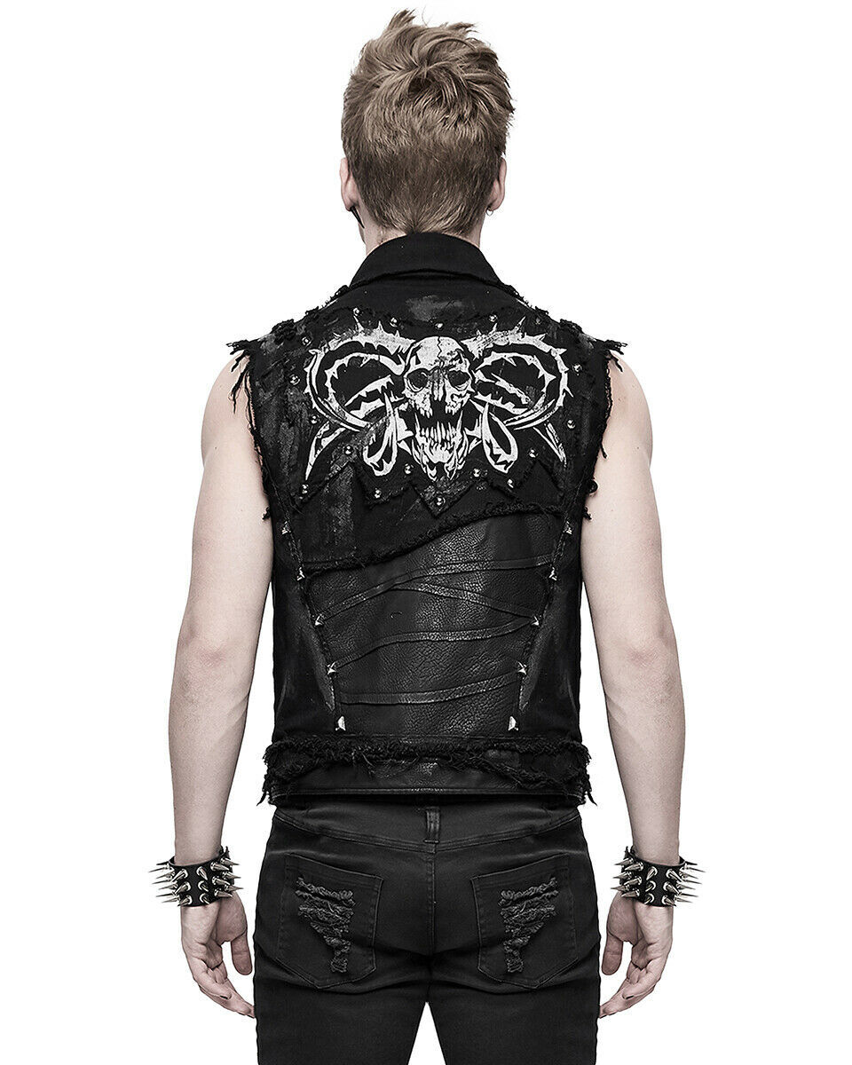 Devil Fashion Mens Goth Punk Waistcoat Vest Top Black