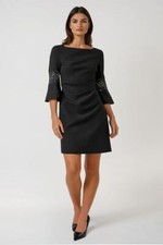 ELIZA J Black Sparkle Bell Sleeve Dress