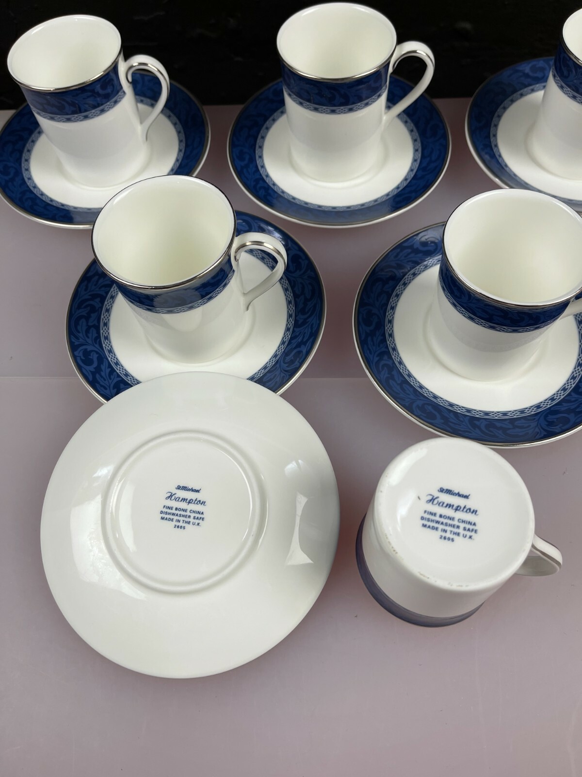 6 x Marks Spencer M&S Hampton St Michael Coffee Cups and Saucers Last