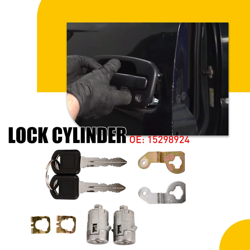 DRIVER PASSENGER DOOR LOCK CYLINDER FOR GMC SIERRA CADILLAC SILVERADO WITH 2 KEY - Изображение 2 из 4