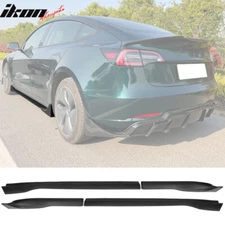 Fits 17-25 Tesla Model 3 4PCS Side Skirts Extension Rocker Panels Matte Black