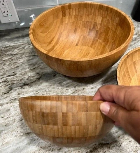 Juego de cuencos de madera IKEA no 1 cuenco grande 1 cuenco mediano 1 mediano con lados altos Foto 3 de 4