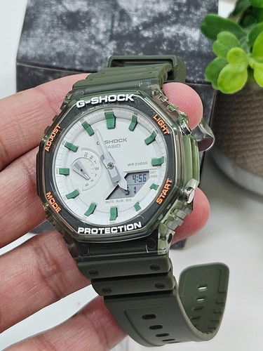 Casio G-Shock GA-2100 Green Transparent Mod – Custom Inner Ring – Original Watch - Picture 6 of 12