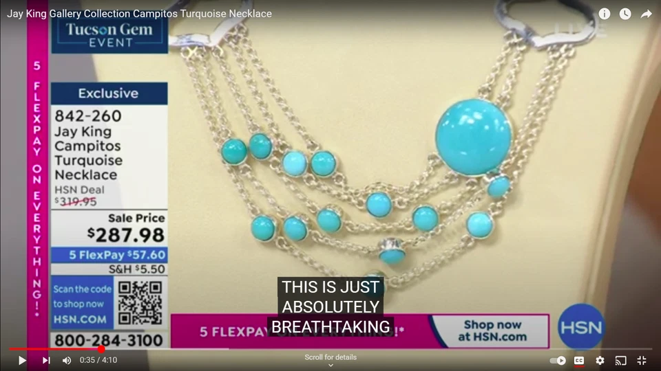 Collar Turquesa Campitos Colección Galería Jay King HSN ORIG $319