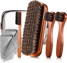 7 Pcs Horsehair Shine Shoes Brush Kit Polish Dauber Applicators Cleaning Leather