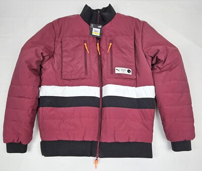 Puma Puffer Coat Mens Medium. Burgandy Parquet Quilted Full-Zip. NWT