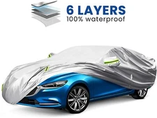 ELUTO Car Cover Waterproof All Weather 6 Layers Sedan Fits sedan up to 199"L 