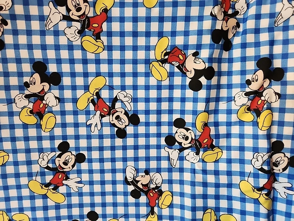 Disney Springs Mickey Mouse On Woven Plaid Cotton Fabric - BTY - Image 4 of 4