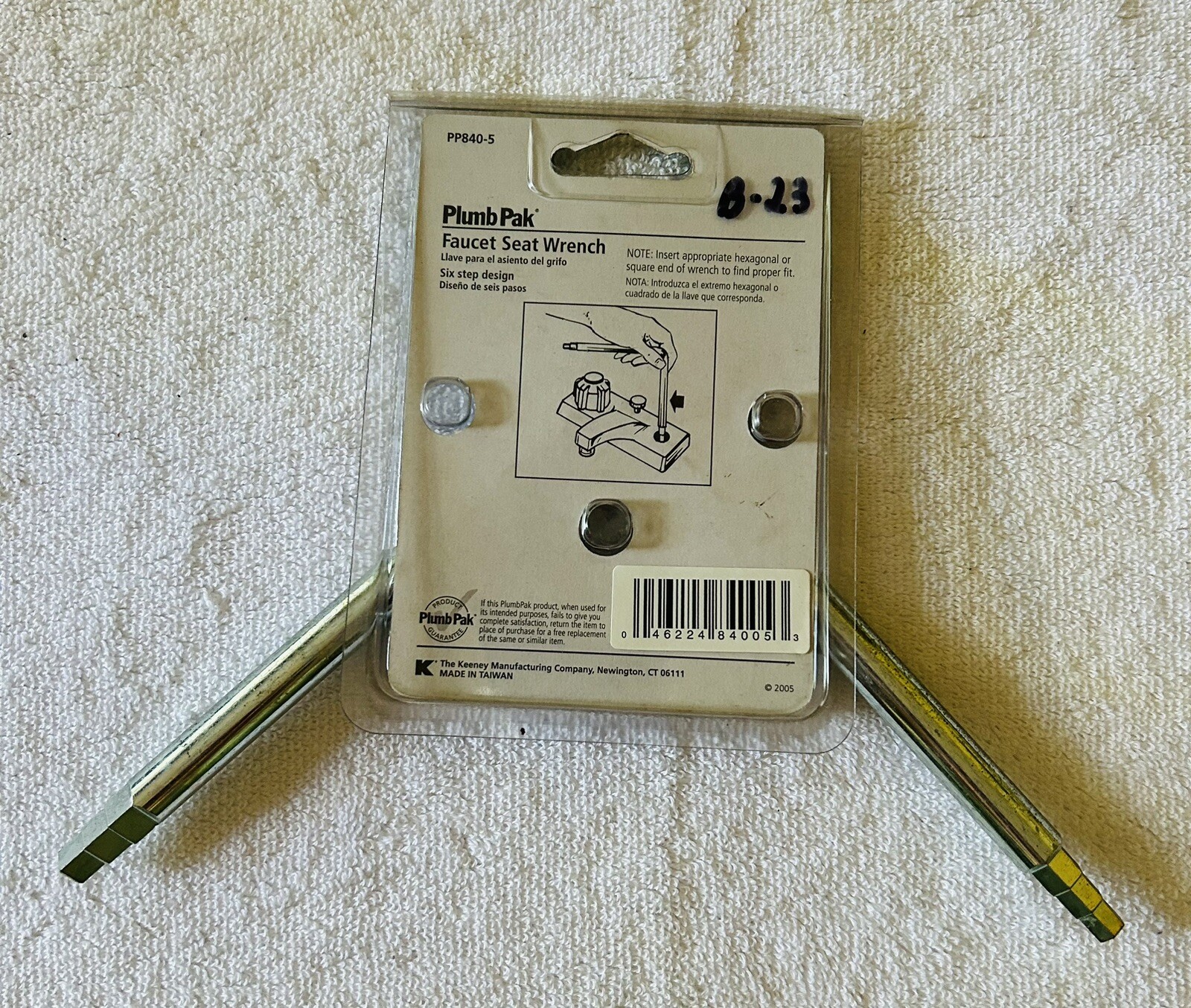 Plumb Pak PP840-5 Faucet Seat Wrench 3 Hex & 3 Square Sizes Angled Design - NOS