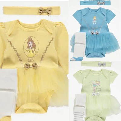 Disney Baby Mädchen Outfit Prinzessin Body Strumpfhosen Stirnband Set George Tutu Geschenk