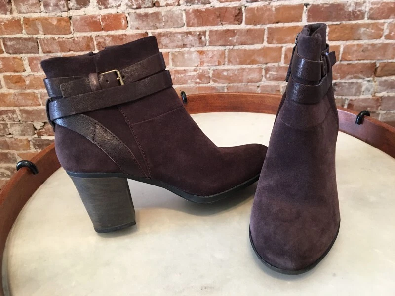 Clarks Brown Leather Enfield River Wrap Detail Heeled Ankle Boots 7.5 Sale