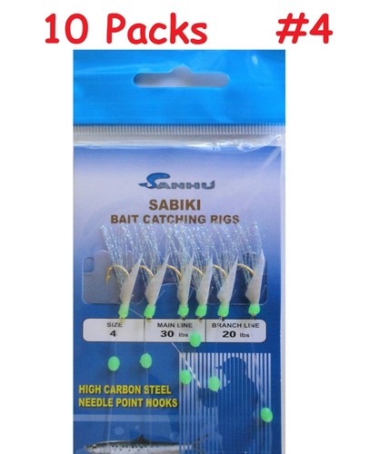 Rig 6 Ami Pesca Rig Da Pesca Sabiki Con 6 Ganci Rossi – Misure 2,4,6,8,10,12 ,14, Per Esche Vive E Pesci Esca Lenza Esca