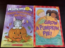 HAPPY HALLOWEEN MITTENS/GROW A PUMPKIN PIE scholastic book LOT My First/Level 1