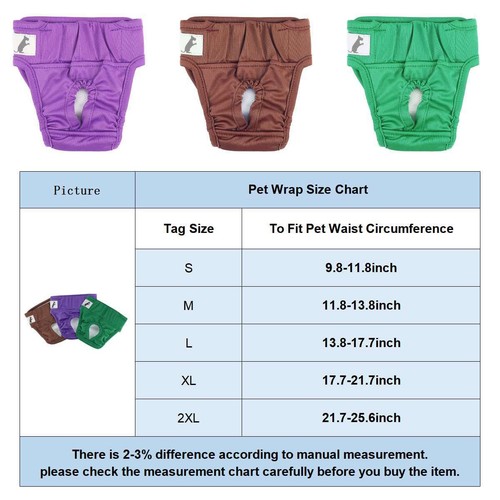 Paquete -3 pañales para perros hembra mascota a prueba de fugas impermeables lavables pequeños grandes mascotas - Imagen 13 de 13