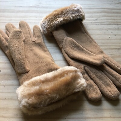 C.C Women's Opera Long Sleeve Gloves Brown Faux Leather Tan One Size
