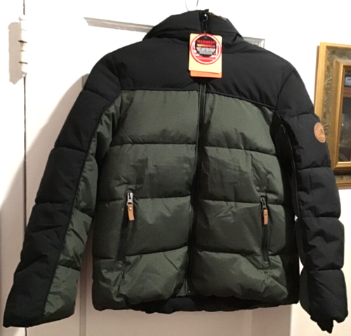 Zero XPosur Hooded Jacket Winter Fleece Stretch Warmest Black & Green 10/12 NWT