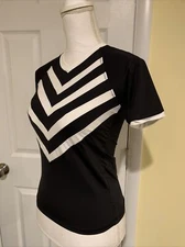 Becca Rebecca Virtue Black White Swim Shirt Rash Guard Chevron Top - Size S
