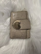Vintage Gucci Key Holder Case Leather Monogram Heart Logo Keychain GG Guccissima