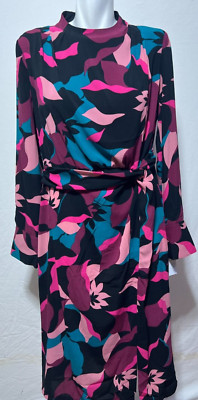 Donna Morgan Women Size 12 Black Wine Side Slit Twist Maxi Dress Long  New NWT