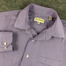 Tommy Bahama Mens 16 Purple Gingham Long Sleeve Button Down Dress Shirt
