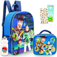 Toy Story Backpack with Lunch Box Set - Bundle with 16" Woody and Buzz Lightyear