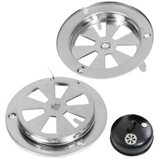 2 Pack BBQ Smoker Air Vent Set, Stainless Steel Grill Damper for Silver