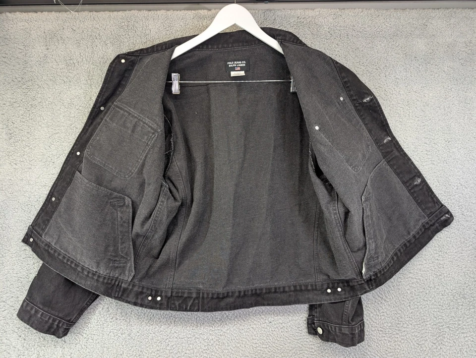 Chaqueta de mezclilla negra vintage de los años 90 Polo Jeans Co. Ralph Lauren - para hombre talla XL USADA EN EXCELENTE ESTADO Foto 3 de 4