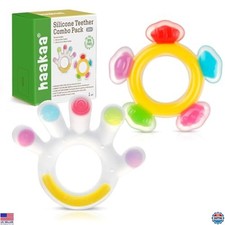 Haakaa Silicone Teether Set - Freezer-Friendly BPA Free Teething Toys for 3M 