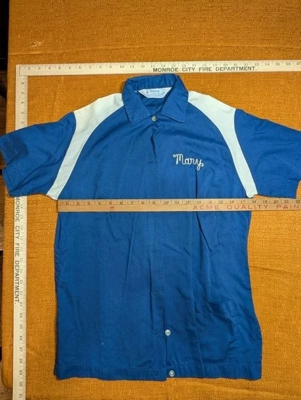 Camisa de boliche Hilton vintage para mujer azul rockabilly domingo noche talla 34 Foto 2 de 4