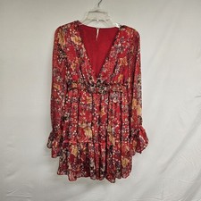 Free People Closer to The Heart Mini Dress Red Size X-SMALL 