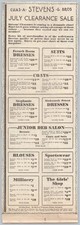 Chas A Stevens & Bros Chicago July Clearance Sale Ad 1930s Fashion Ephemera